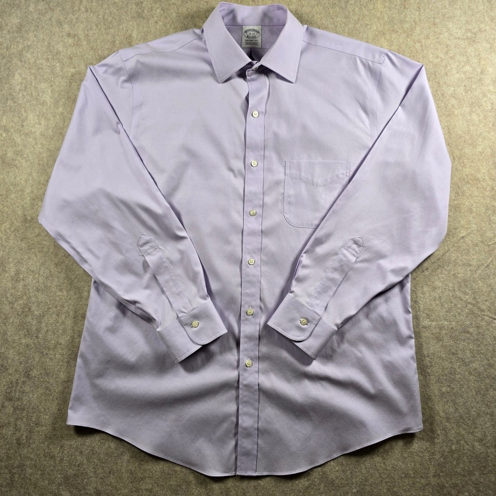 Brooks Brothers Regent Fit Dress Shirt Mens 16 33 Purple Non-Iron Supima Cotton
